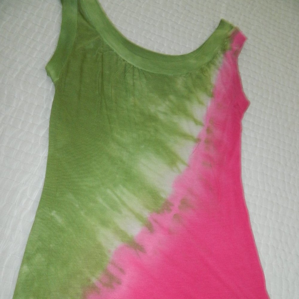 ERGE Tie Dyed Long Tunic Tank tee Shirt , Med